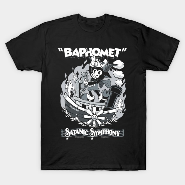 Vintage Cartoon Baphomet - Steamboat Baphy - Occult - Satanic Symphony T-Shirt by Nemons